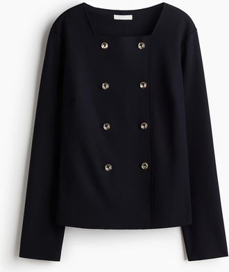 H&M Double-breasted Cardigan in Navy Blue at Nordstrom, Size Xx-Small