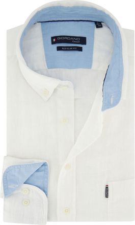 Giordano Wit linnen overhemd Giordano regular fit effen lange mouw