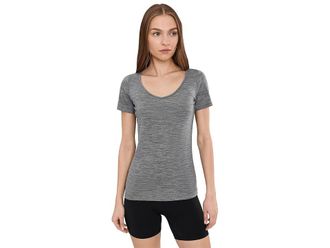 Icebreaker Siren Short Sleeve Sweetheart Womens Clothing Gritstone Heather 1 : XL, Nylon/Wool/Elastane