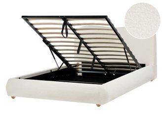 Beliani Cama matrimonial de tejido blanco 140x200