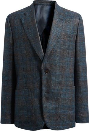 Paul Smith Marylebone Copper & Blue Slub Wool & Silk Sport Coat in Petrol Blue at Nordstrom, Size 42