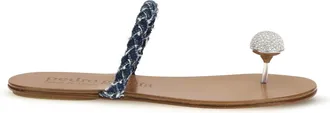Pedro Garcia Womens Sandals Jewel-Embellished Dark Denim Denim-Rhodium Crystal Calf Leather Denim/rhodium