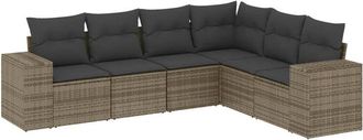 vidaXL Set De Muebles De Jard&iacute;n 6 Pzas Y Cojines Rat&aacute;n Sint&eacute;tico Gris Vidaxl