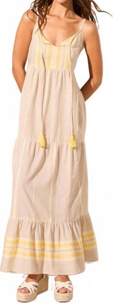 Tribal Jacquard Tie-Front Sleeveless Scoop Neck Dress In Sun Ray