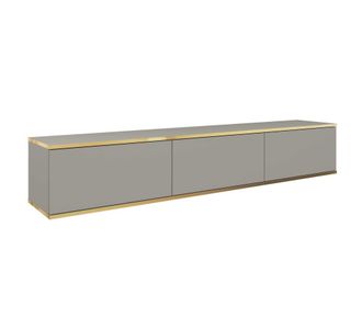 AKL FURNITURE Mueble para TV efecto madera Crema y Dorado