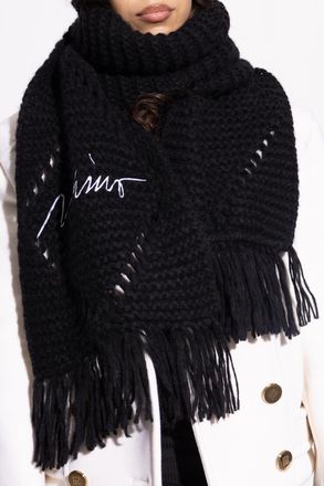 Moschino Scarf With Embroidered Logo, Unisex, Black