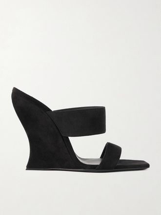 Alaia Mule In Camoscio Con Zeppa Wave 110 - Nero