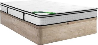 Vente-Unique Conjunto 160 x 200 cm somier canap&eacute; natural claro + colch&oacute;n de muelles ensacados 7 zonas, sobrecolch&oacute;n integrado y tejido de bamb&uacute; 23 cm de grosor - T