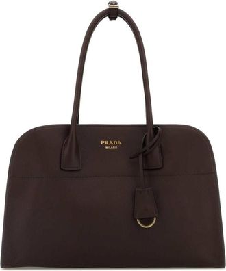 Prada Aubergine Leather Medium Shopping Bag