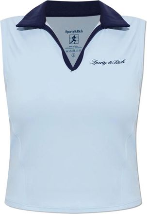 Sporty & Rich Tops, Dames, Blauw, L, Beverly Hills Tennis Top