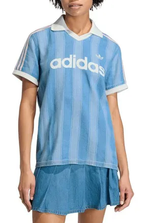 adidas Originals Denim Football Jersey in Indigo Denim at Nordstrom, Size X-Small