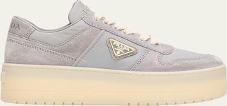 Prada Downtown Bold Re-Nylon and Suede Platform Sneakers