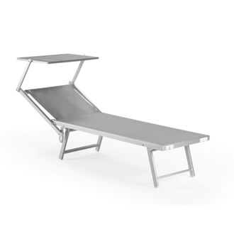 Mobili Rebecca Rebecca Mobili Tumbona Aluminio Gris Con Dosel Ajustable Para Jard&iacute;n Playa