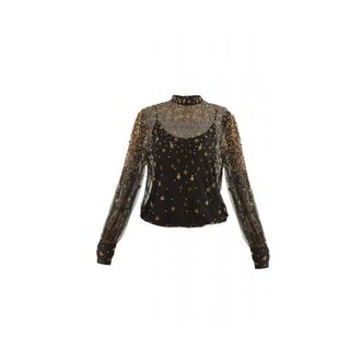 Farm Rio Farm Rio, Tops, Dames, Zwart, S, Tule, Geborduurde blouse met tule voering