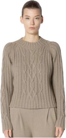 Sminfinity Cropped Cable Crew Jumper - Dames - Ronde hals truien - Beige - S - Truien & Vesten