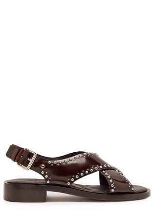 Churchs Churchs Remi Stud-embellished Patent Leather Sandals - Brown - 41 (IT41 / UK8)