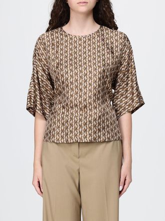 Max Mara Blusa in seta con stampa geometrica e coulisse in vita