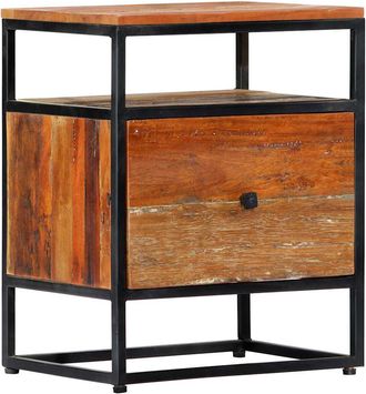vidaXL Vidaxl - Mesita De Noche De Madera Maciza Reciclada Y Acero 40x30x50 Cm