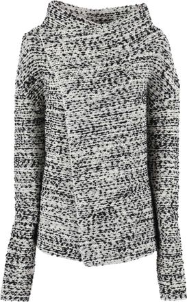 Alberta Ferretti Textured Knit Asymmetrical Sweater with Draped Neckline