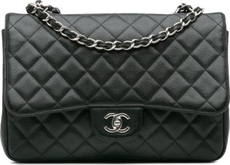 Chanel Pre-owned Womens Classic Flap Bag Medium Quilted Leather - Black - One Size