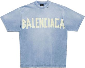 Balenciaga Tape Type T-shirt Medium Fit Faded Blue 739784TOVA94530