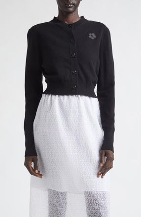 Cecilie Bahnsen CBdua Summer Cashmere & Wool Cardigan in Black at Nordstrom, Size Medium