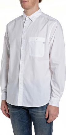 Replay Camicia in Popeline di Cotone - - Shirts - Uomo - Bianco - 2XL