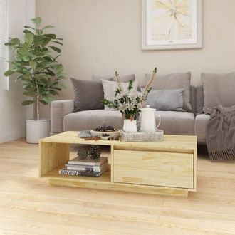 vidaXL Coffee Table 110x50x33.5 cm Solid Pinewood Vidaxl