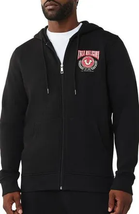 True Religion Zip Hoodie in Jet Black at Nordstrom Rack, Size X-Large