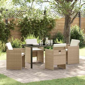 vidaXL Conjunto De Comedor De Jard&iacute;n Con Coj&iacute;n 5 Pcs Beige Polirat&aacute;n Vidaxl