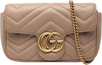 Gucci Pre-owned Vintage Quilted Mini Crossbody - Dames - Vintage Mini Tas - Beige - ONE Size - Leer - Vintage