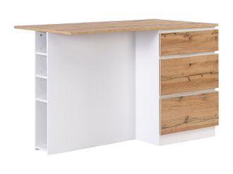 Vente-Unique Isla central de cocina con 6 cajones y 4 estantes de MDF - Natural claro y Blanco - POMARELA