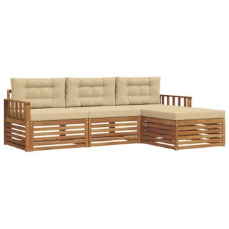 vidaXL Conjunto De Sof&aacute;s De Exterior Con Coj&iacute;n Natural Y Beige Vidaxl