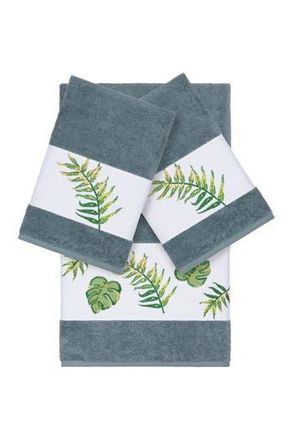 Linum Home Textiles Zoe 3-Piece Embellished Towel - Teal at Nordstrom Rack