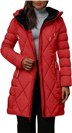 Generic Winter Coats For Women Uk Fleece Lined Warm Puffer Quilted Jacket Ladies Thicken Fuzzy Padded Parka Coat Windproof Outdoor Jackets Thermal Longline Ou