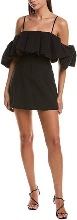 SIMKHAI Puff Detail Linen-Blend Mini Dress