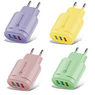 OEM 8 Cargadores Usb Color Macaron, 3 Cabezales De Carga Usb, Cargador De 5v2a, Adaptador De 3 Puertos