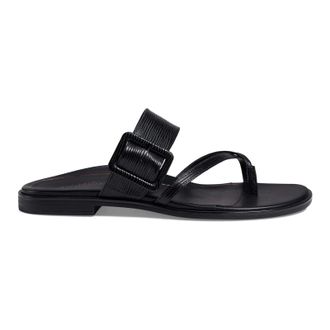 Vionic Julep Wavy Leather Womens Toe Post Sandals - Black - Size:UK 5.5