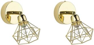 Beliani Beliani - Set of 2 Modern Industrial Geometric Diamond Wall Lamps Sconces Gold Erma