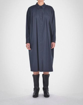 Paper Label Miko Shirt Midi Dress In Midnight Blue