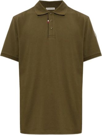 Moncler Polo shirt met logo-patch - Heren - Polos - Groen - XL - Katoen - Tops
