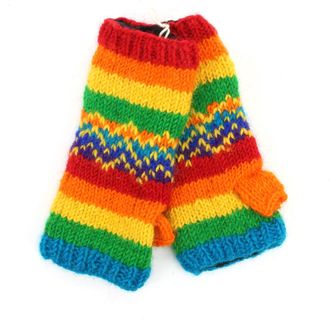 Loud Elephant Hand Knitted Wool Arm Warmer - Stripe Rainbow Zig Zag