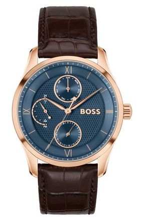 BOSS Principle Master Chronograph Watch, 41mm in Blue at Nordstrom