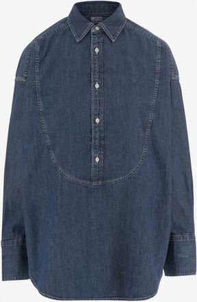 Polo Ralph Lauren Denim Blouse met Gebogen Naden - Dames - Spijkeroverhemden - Blauw - XS - Denim - Overhemden