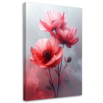 Feeby Cuadro En Lienzo Flores Bot&aacute;nicas Delicadas Rojas 70x100