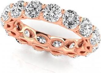 Allurez Round Cut Diamonds Eternity Ring Wedding Band 14K Rose Gold (4.58ct)
