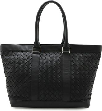 Bottega Veneta Black Leather Shoulder Bag Tote Bag (Pre-Owned)
