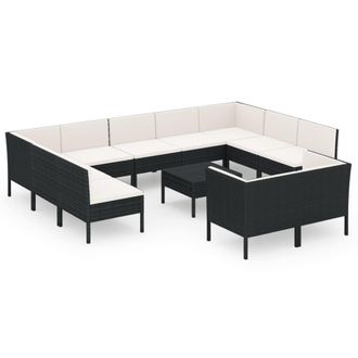 vidaXL 12 Pcs Garden Lounge Set Con Cojines De Prueba De Vime Pe