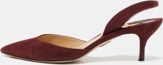PAUL ANDREW Burgundy Suede Rhea Slingback Pumps