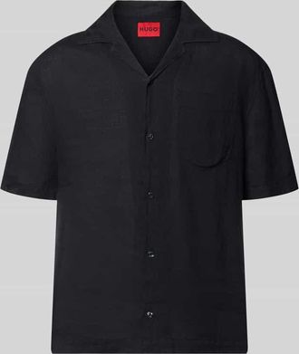 HUGO BOSS Regular Fit Freizeithemd aus reinem Leinen Modell EXOLINO in Black, Gr&ouml;&szlig;e XXL